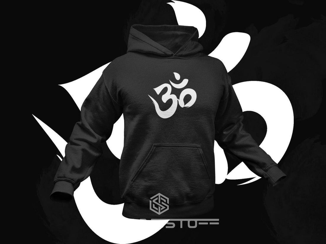 Goa Hoodie mit Om Symbol in black unisex – TECHNOSTOFF