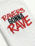 Bequeme Technostoff Socken 'Ravers Gonna Rave bestickte Socken ' für lange Nächte auf dem Dancefloor.