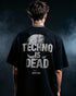 Ein  Technostoff T-Shirt mit dem 'Techno is Dead Mask - Long Live Techno T-Shirt (unisex, schwarz)' Print für dein nächstes Rave Outfit.