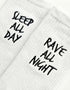 Rave All Night, Sleep All Day - bestickte Socken – Technostoff Streetwear