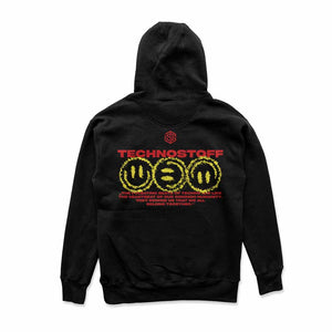 "Off Track" premium hoodie in black by Technostoff, back view