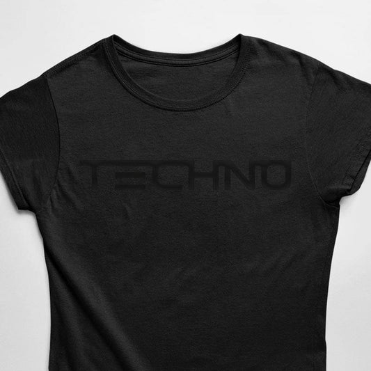 Black Technostoff All Black Techno T-shirt with black glossy print, barely visible on black fabric
