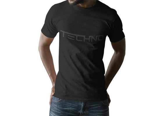 Rückansicht des schwarzen Technostoff All Black Techno T-Shirts im Regular Fit