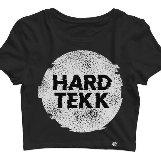 Black Technostoff Hardtekk Circle crop top, front view