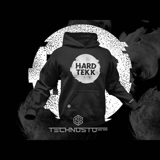 Black Technostoff Hardtekk Circle hoodie, front view