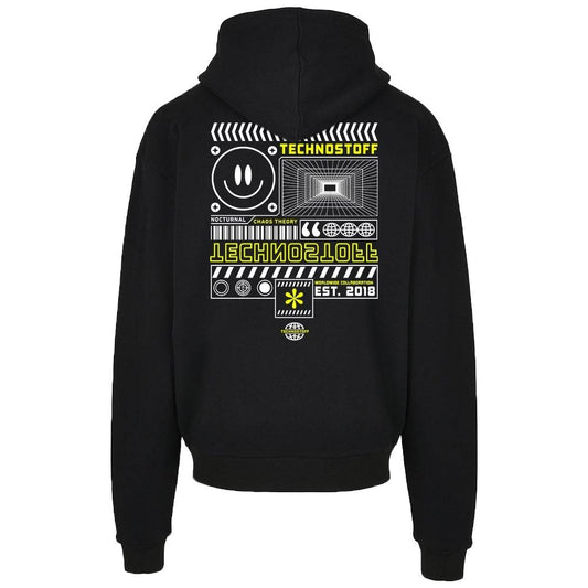 Schwarzes Technostoff Minimalism Oversized (, oversized, ) Hoodie, Frontansicht