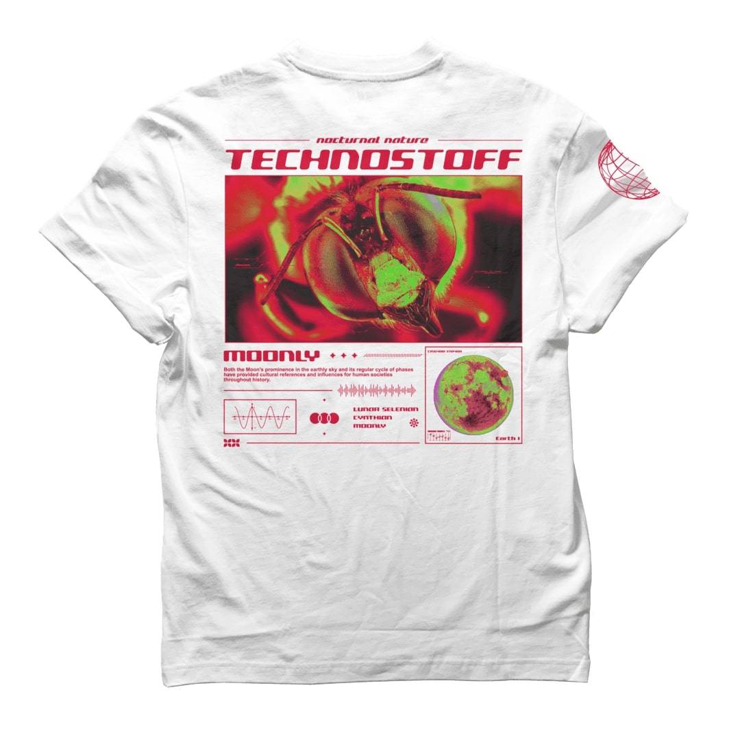 Moon Bee T-Shirt (regular, unisex, blanco)