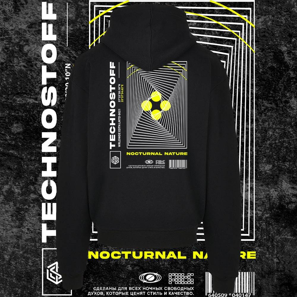 Nocturnal Nature Oversized Ultra Heavy Hoodie (black, unisex)