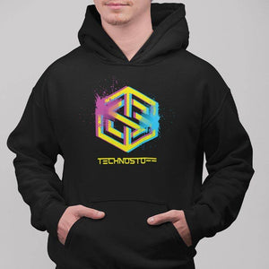 Black Technostoff Paint Bombs hoodie, front view