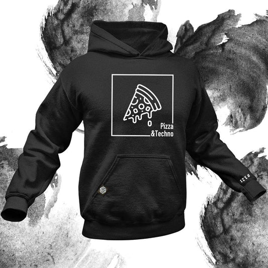 Cosy Technostoff hoodie 'Pizza & Techno Premium Hoodie' – perfect for cool nights at the rave.