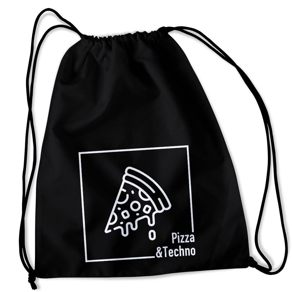 Pizza & Techno Gym Bag (noir) | TECHNOSTOFF